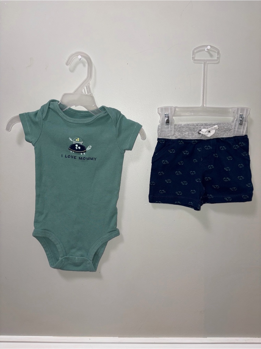 Carter’s Teal Navy Turtle Outfits Boys 6 Months 2 Piece Set